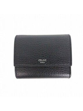 Celine Trifold Wallet in Grained Calfskin Black Bifold